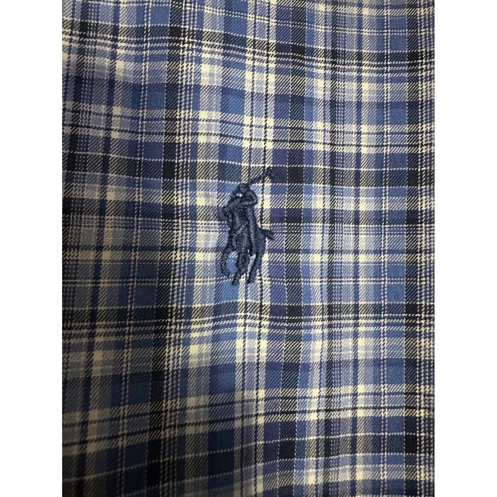 Mens Ralph Lauren Classic Fit Blue Plaid Button Down Shirt Size L - Picture 3 of 9